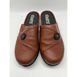 Lobo Solo Brown Stylish Leather Casual Comfort Clogs 2" Heel Shoes Size 9 1/2